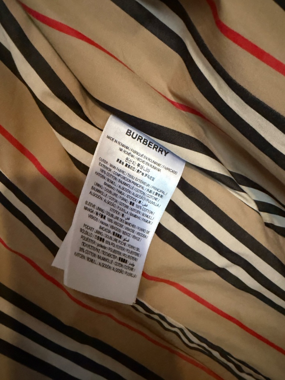 Burberry Trench coat Dark Honey Color White Label Striped Lining Size US 6 UK 8 - Picture 4 of 7